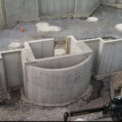 Poured concrete basement floor